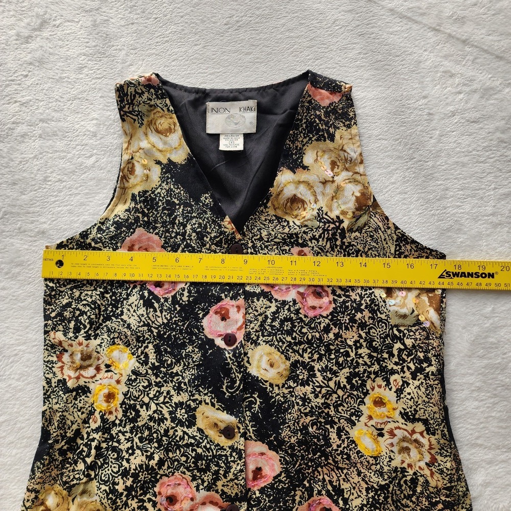 Vintage Floral Vest Womens Small Western Cottagecore Country Roses 90s Grannie - Picture 10 of 13